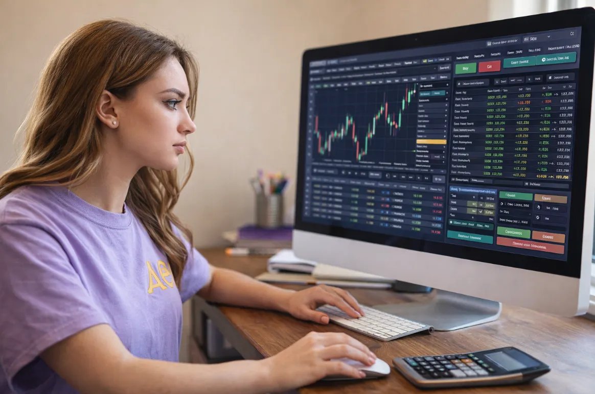 Sorority treasurer working on chapter finances at her computer